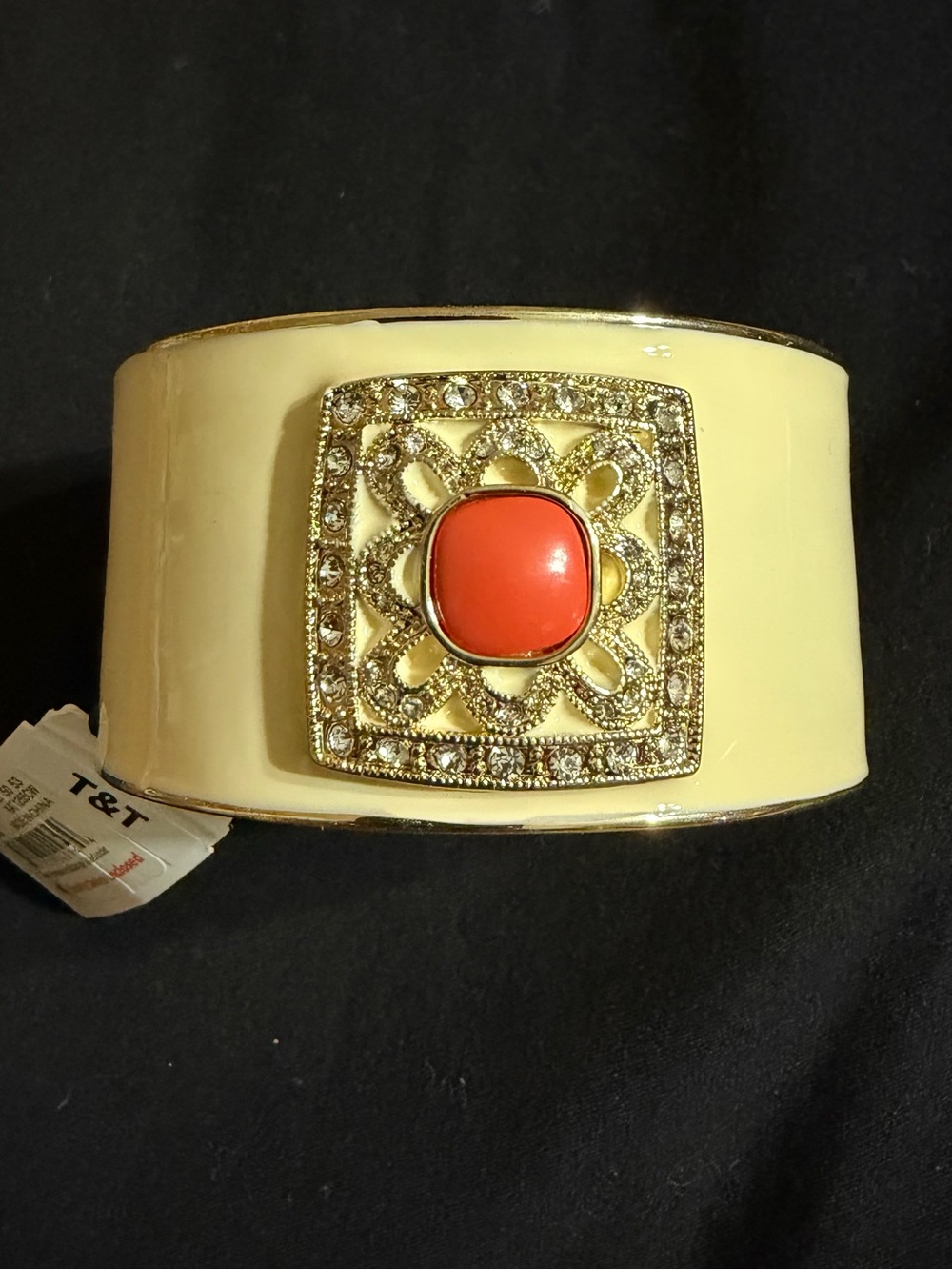 Cream Enamel Cuff Bracelet